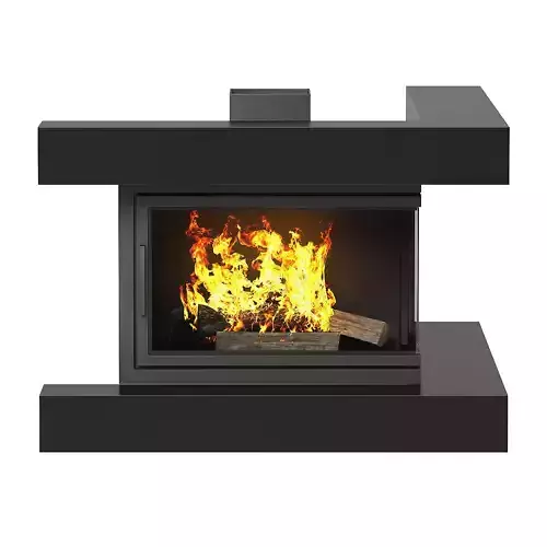 Wall Fireplace with Corner Shelves