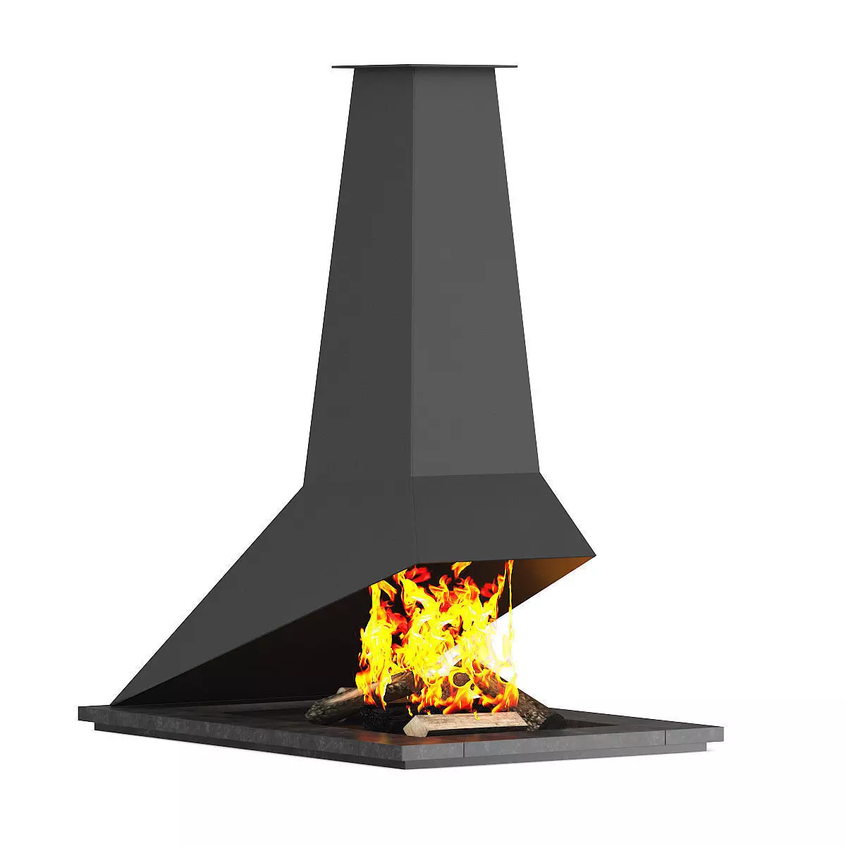 Modern Floor Fireplace 3D model_0