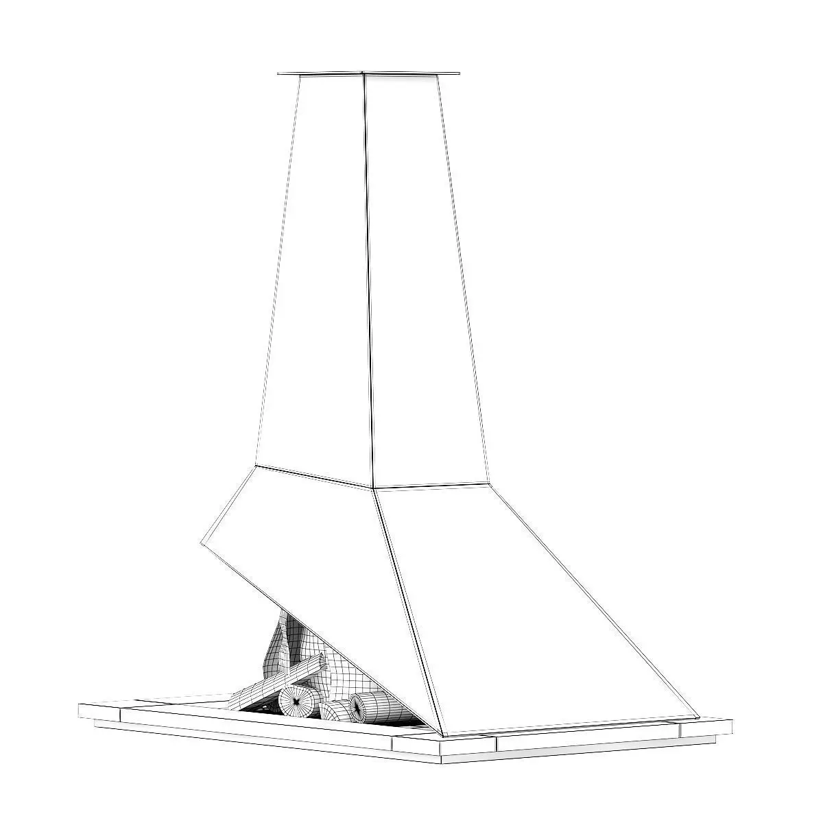 Modern Floor Fireplace 3D model_5