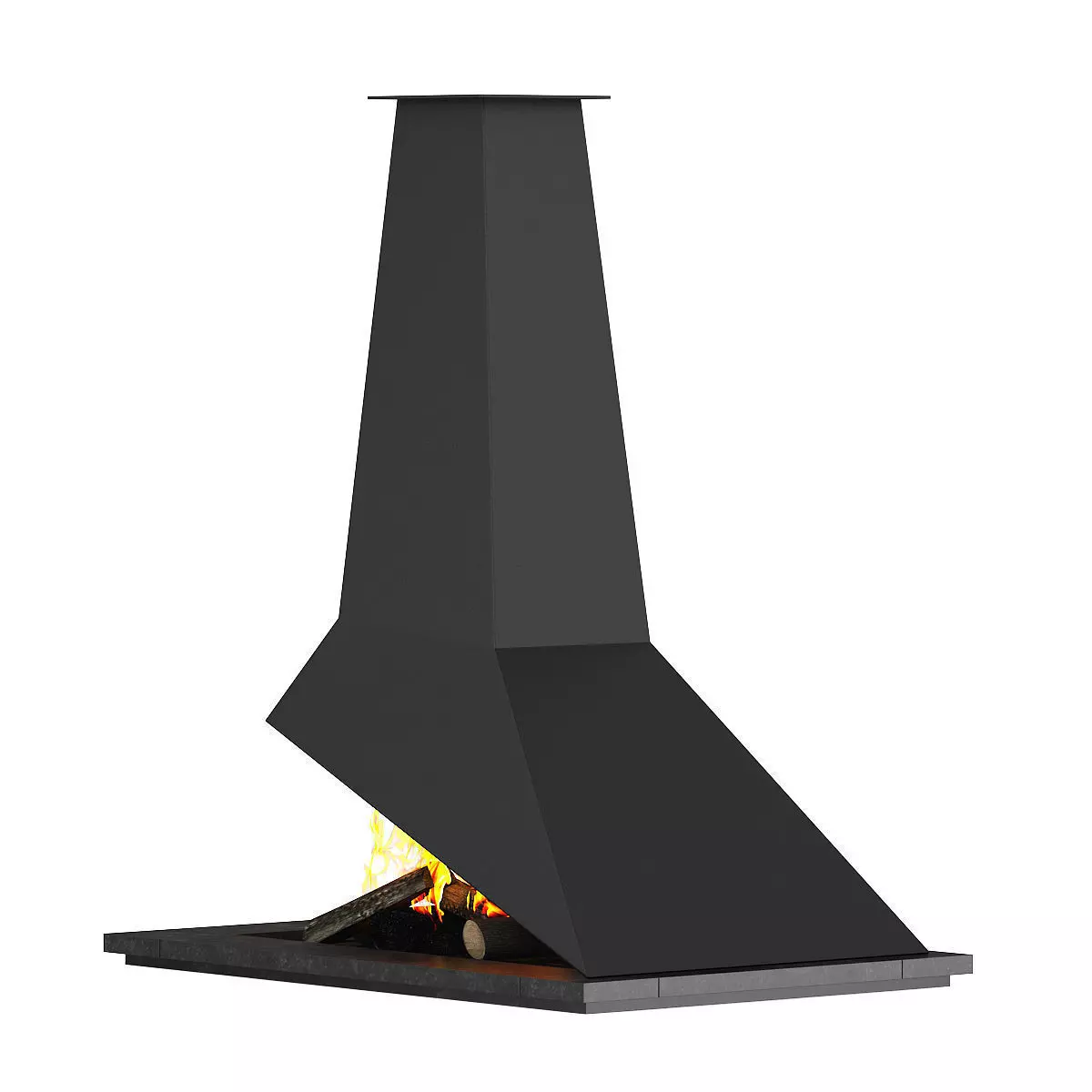 Modern Floor Fireplace 3D model_4
