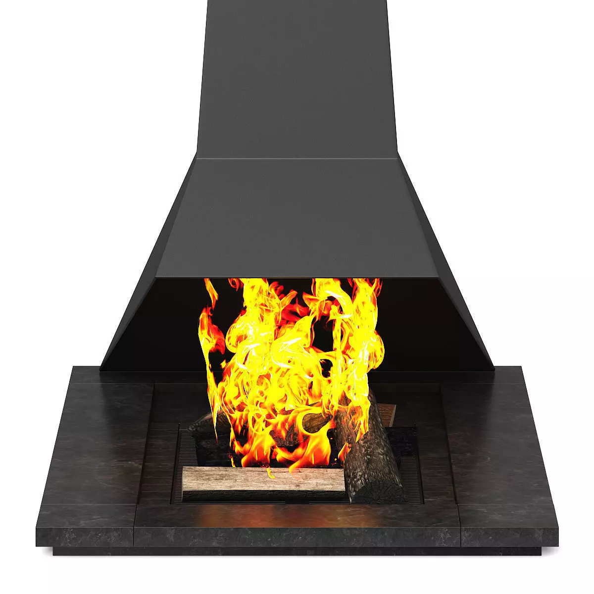 Modern Floor Fireplace 3D model_2