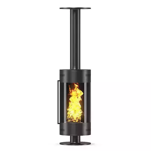 Round Metal Fireplace 2 3D model