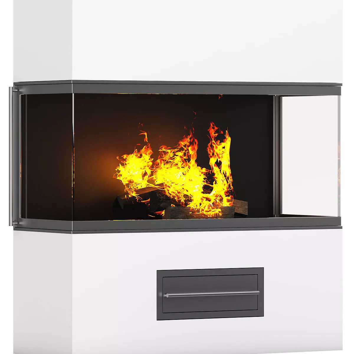 Wall Fireplace 2 3D model_2