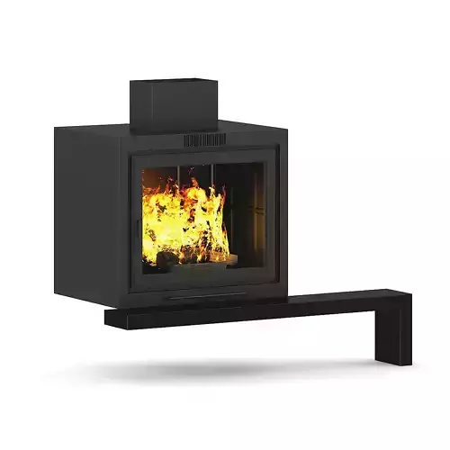 Wall Fireplace with Shelf 3D model
