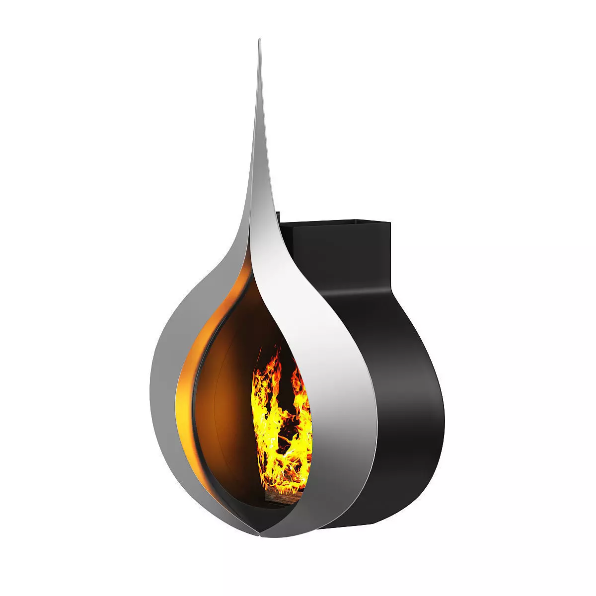 Modern Wall Fireplace 1 3D model_2