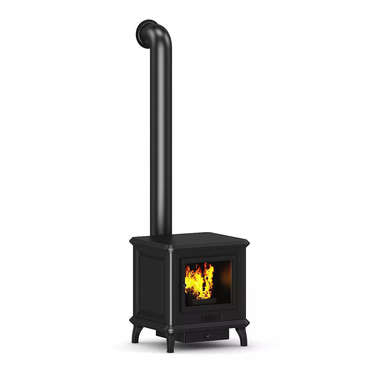 Classic Metal Fireplace 3D model_0