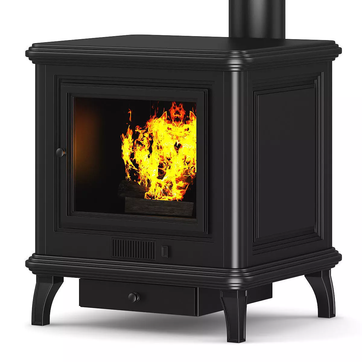 Classic Metal Fireplace 3D model_2