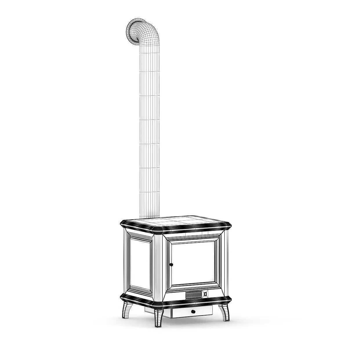 Classic Metal Fireplace 3D model_1