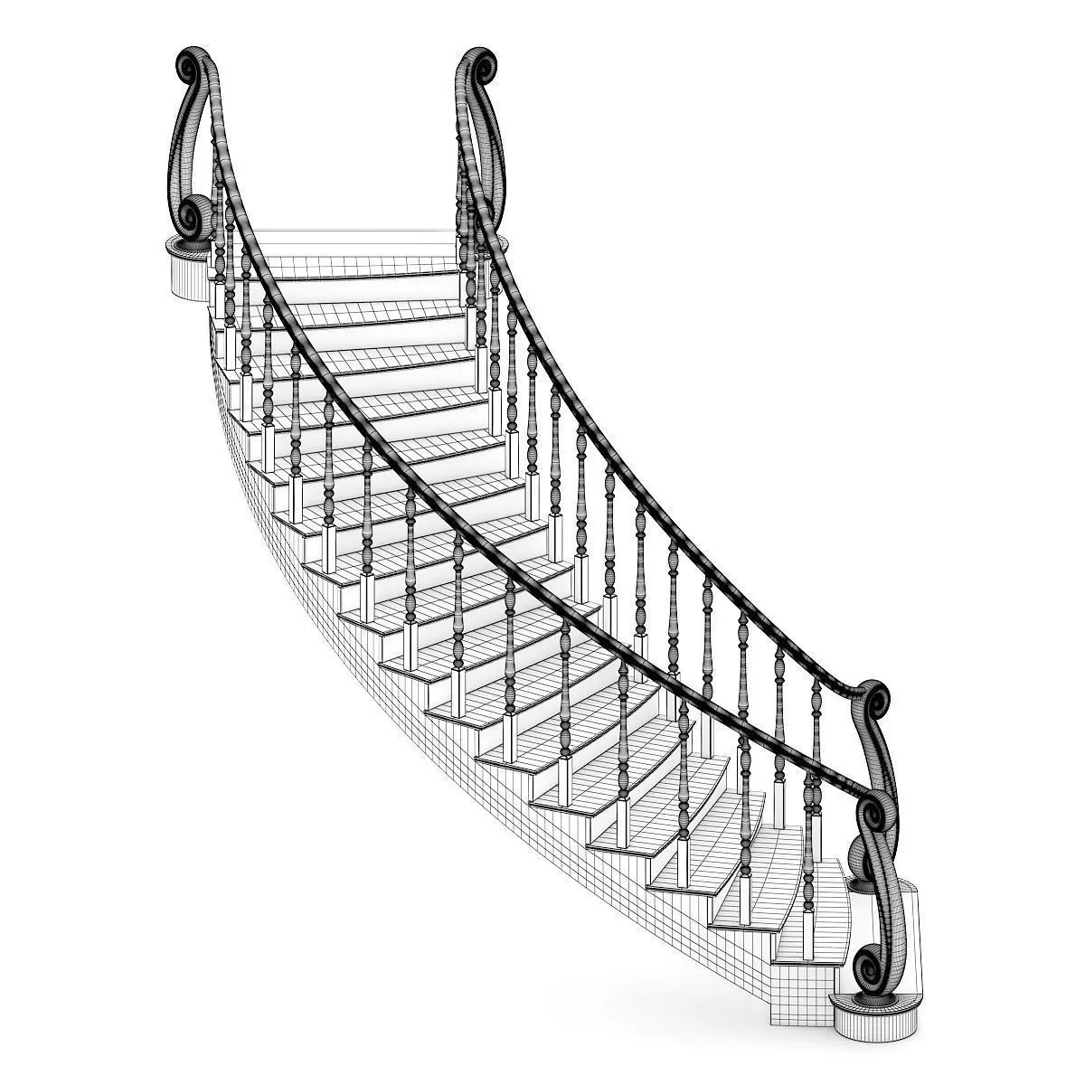 Marble Spiral Stairs 3D model_1