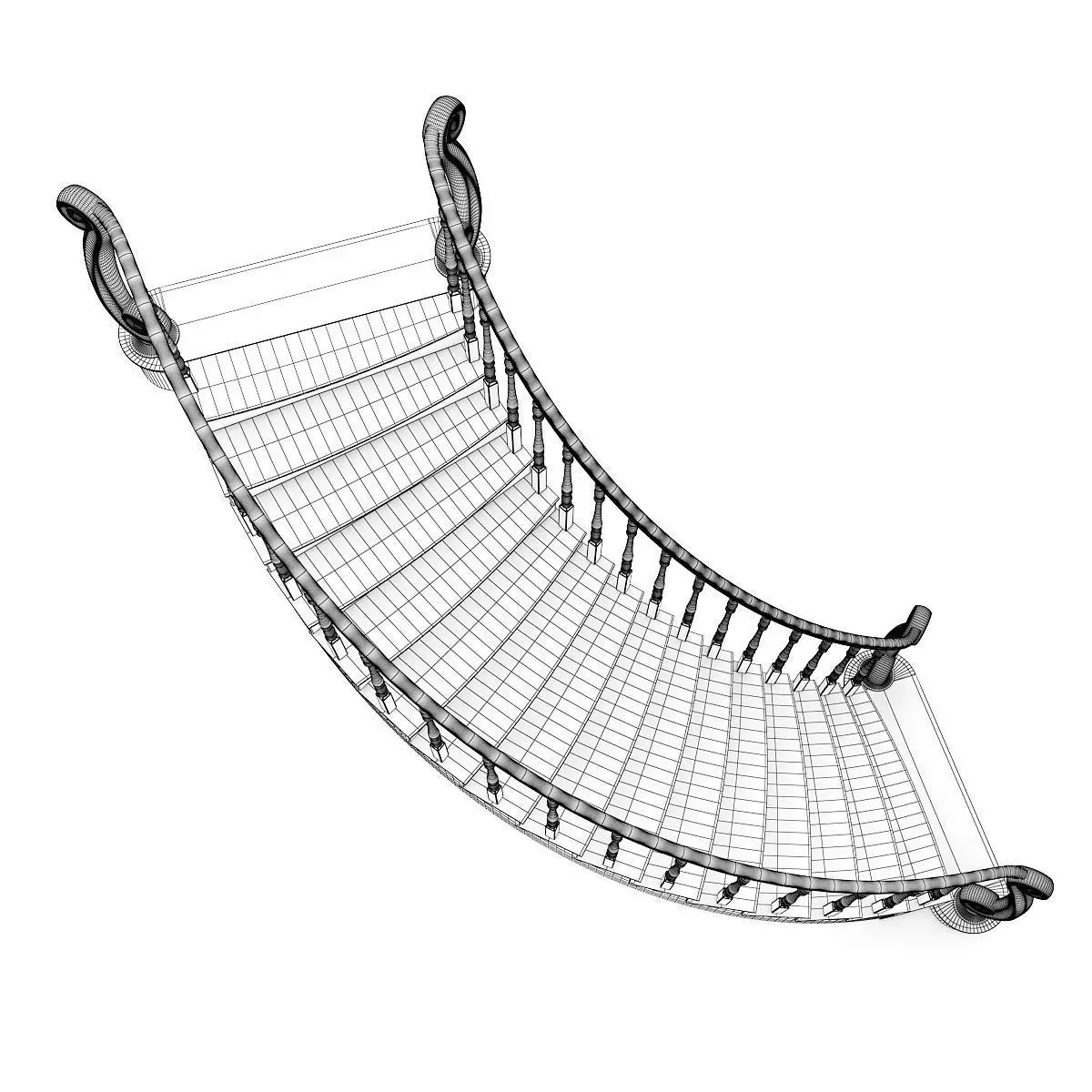 Marble Spiral Stairs 3D model_5