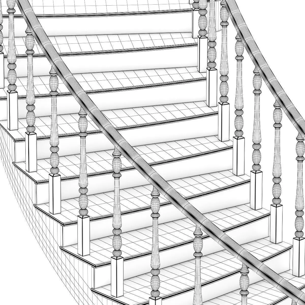 Marble Spiral Stairs 3D model_3