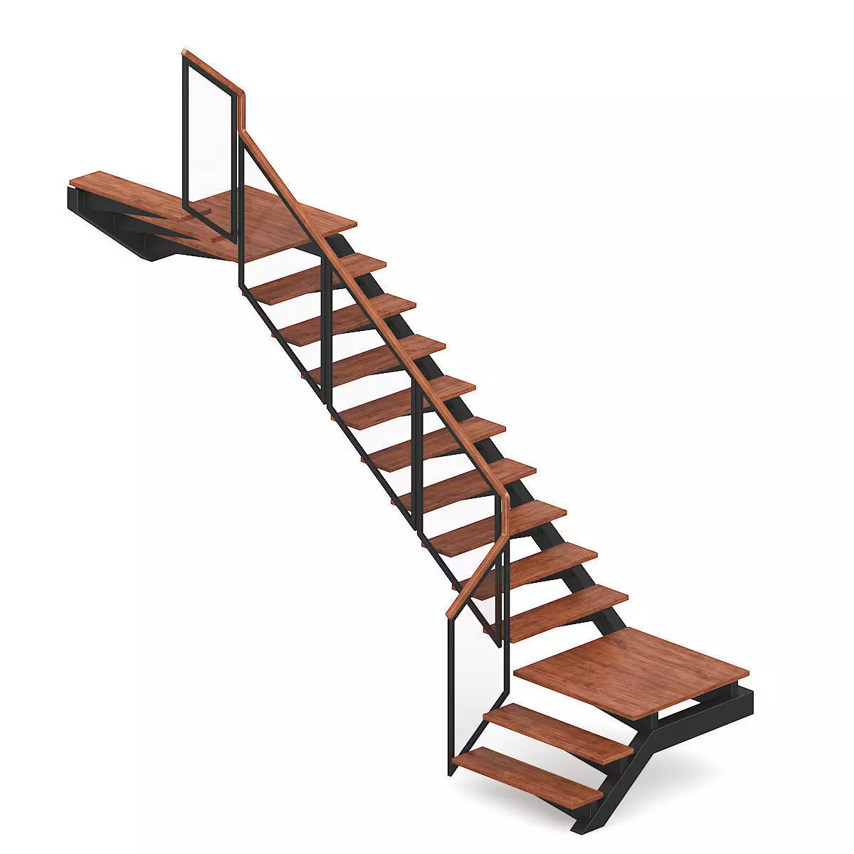 Wooden Stairs 14 3D model_0