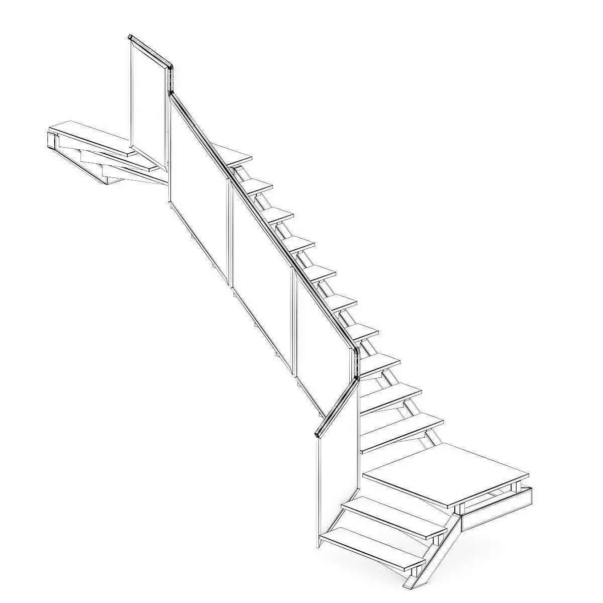 Wooden Stairs 14 3D model_1
