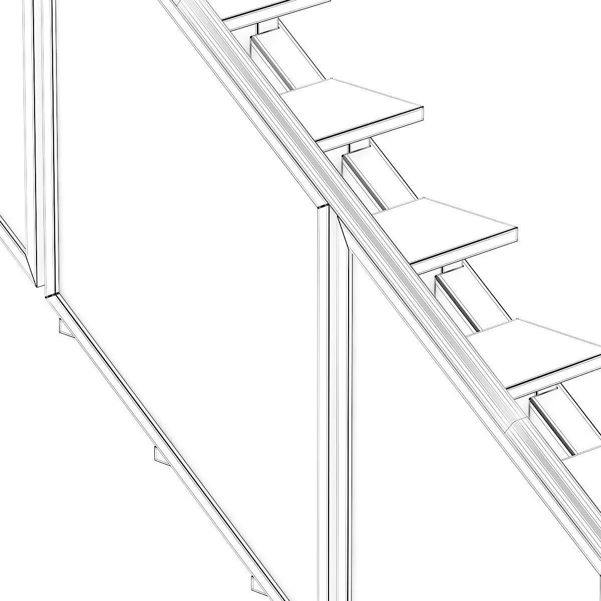 Wooden Stairs 14 3D model_3