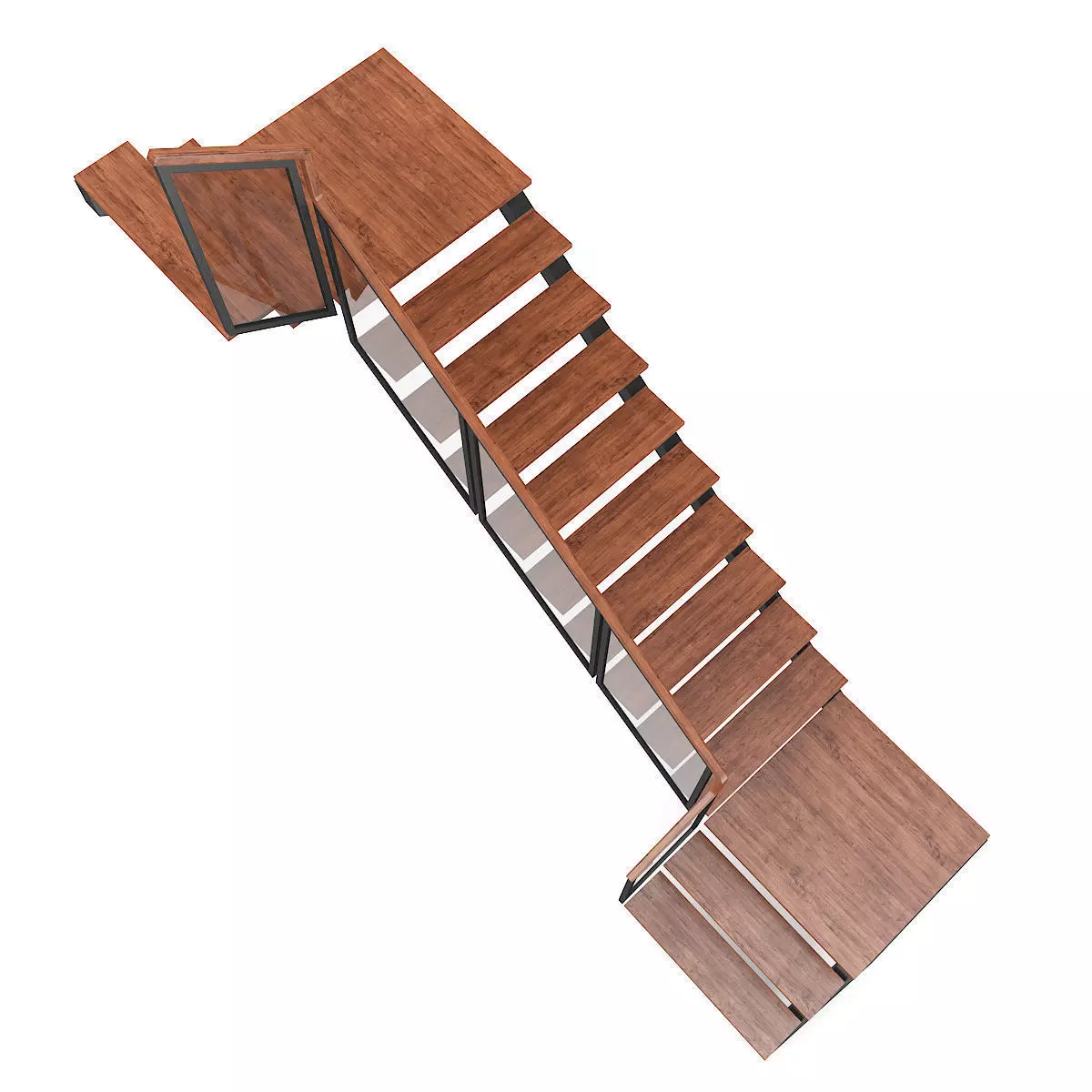 Wooden Stairs 14 3D model_4