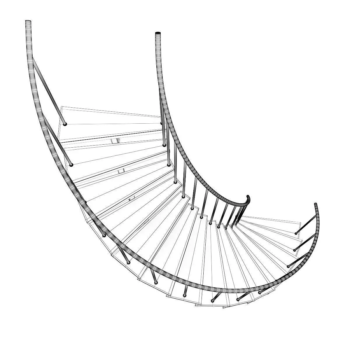 Concrete Spiral Stairs 3D model_5