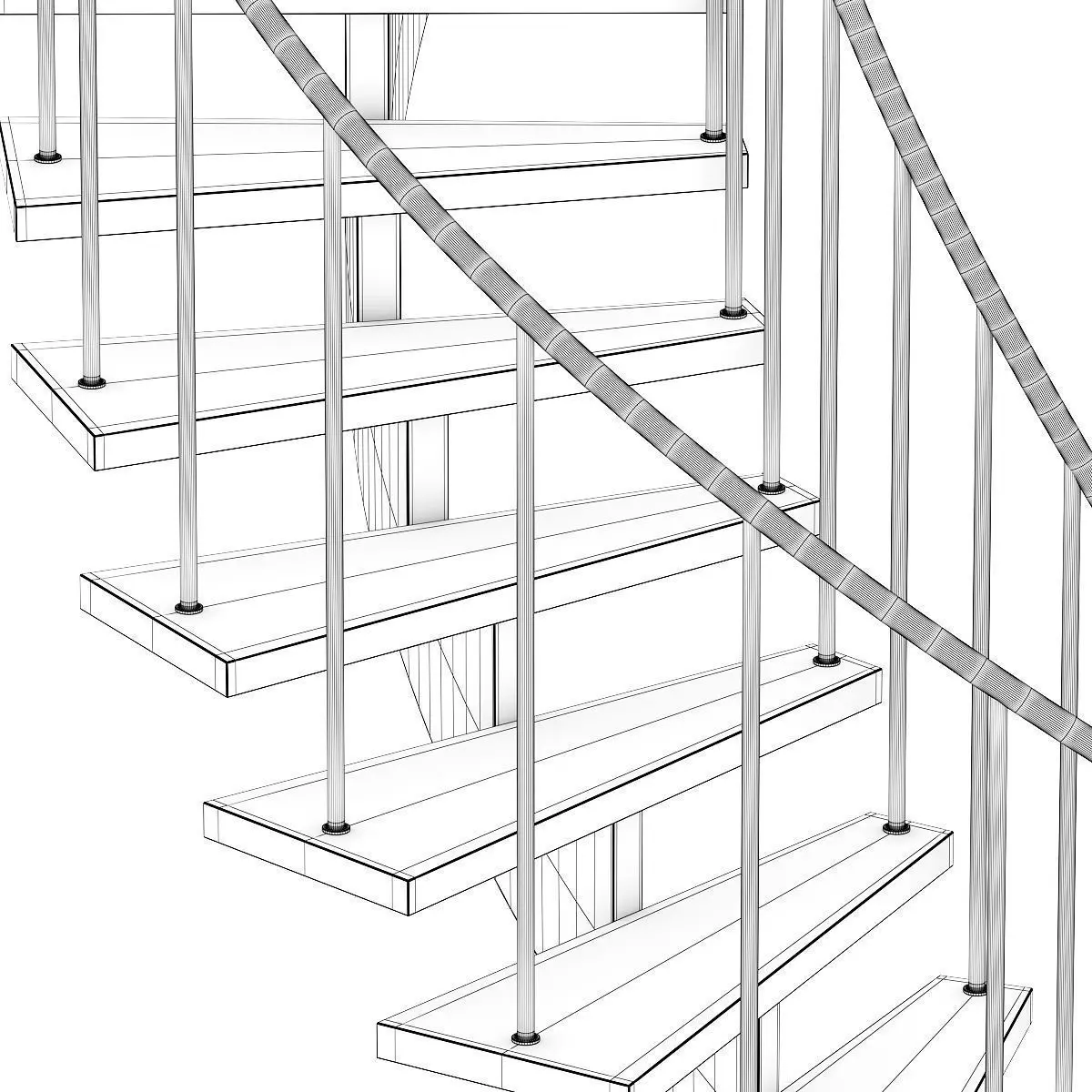 Concrete Spiral Stairs 3D model_3