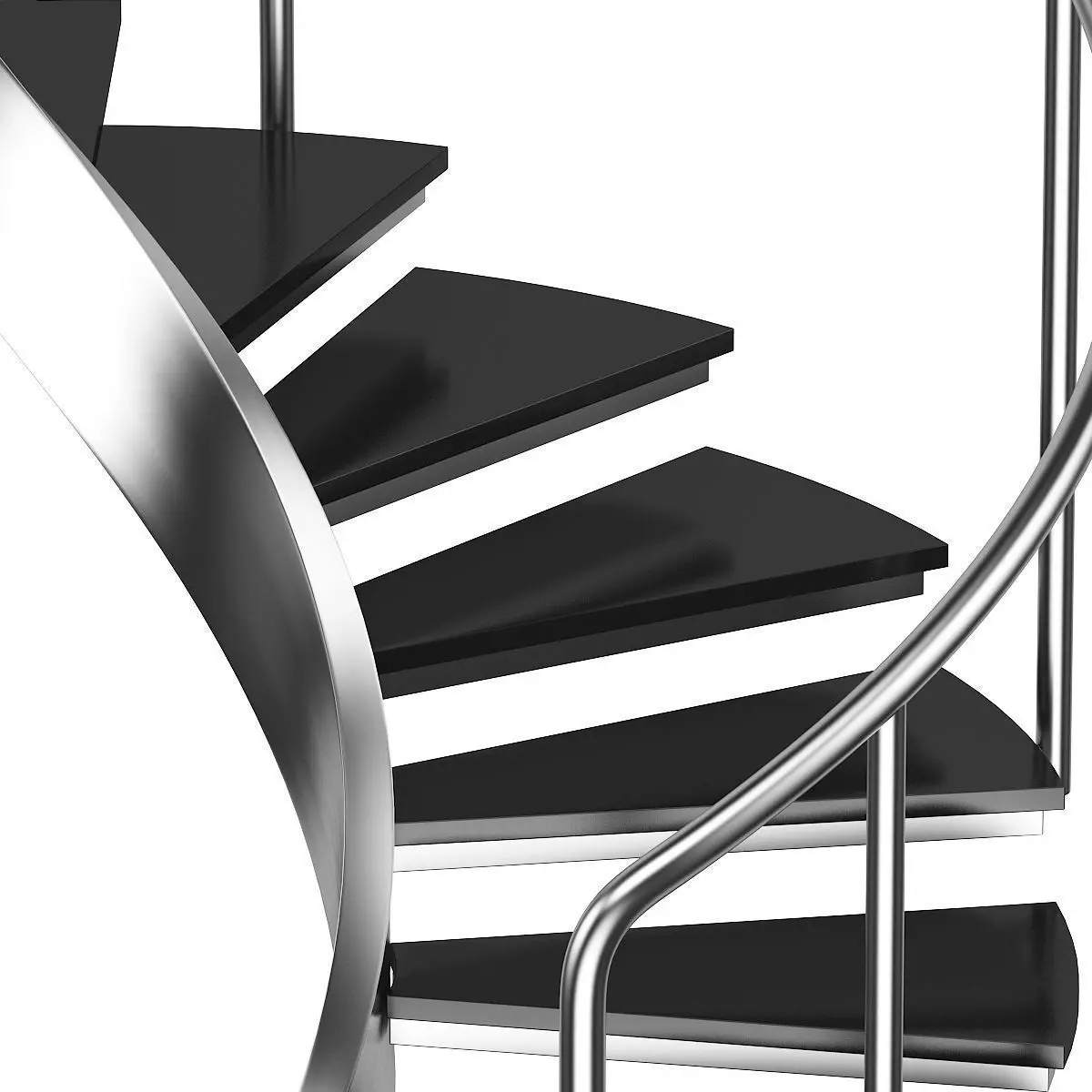 Black Metal Spiral Stairs 3D model_2
