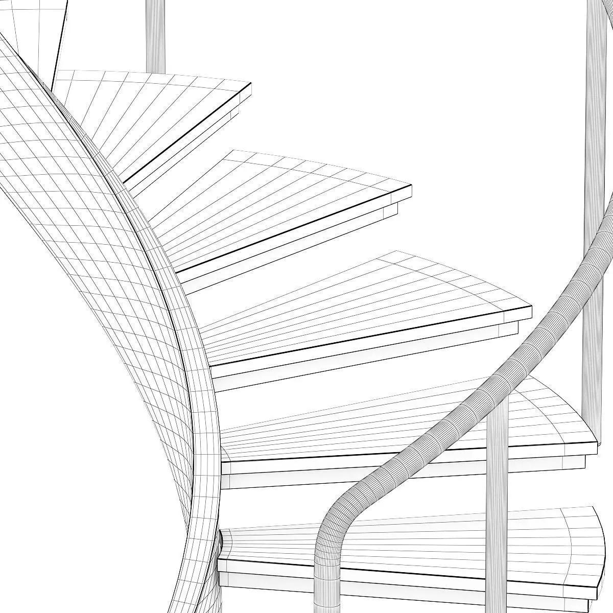 Black Metal Spiral Stairs 3D model_3