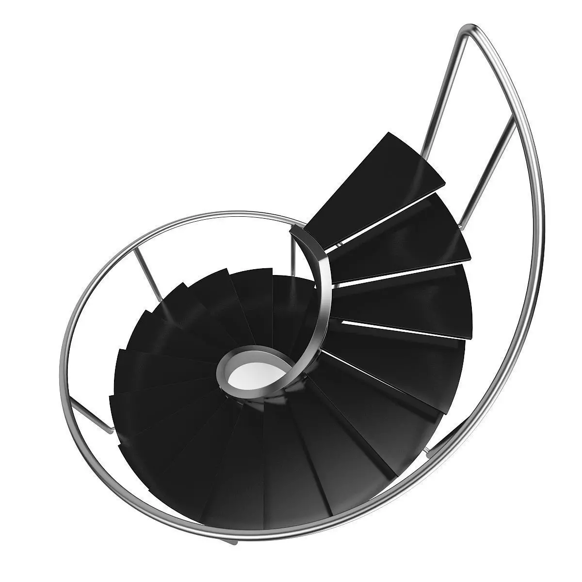 Black Metal Spiral Stairs 3D model_4