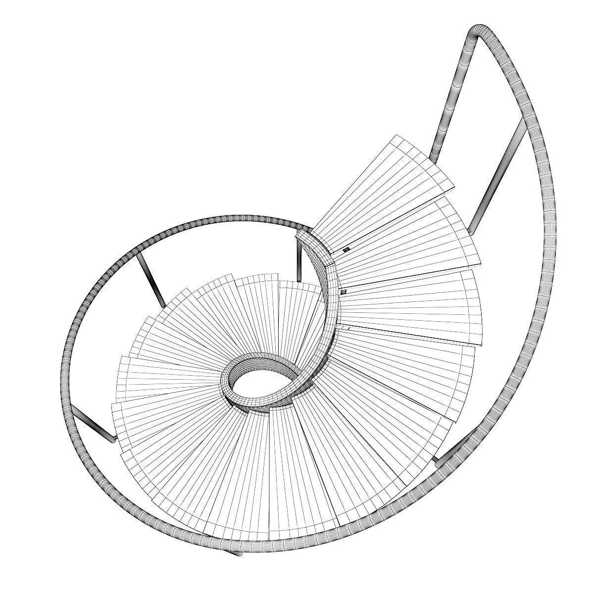 Black Metal Spiral Stairs 3D model_5