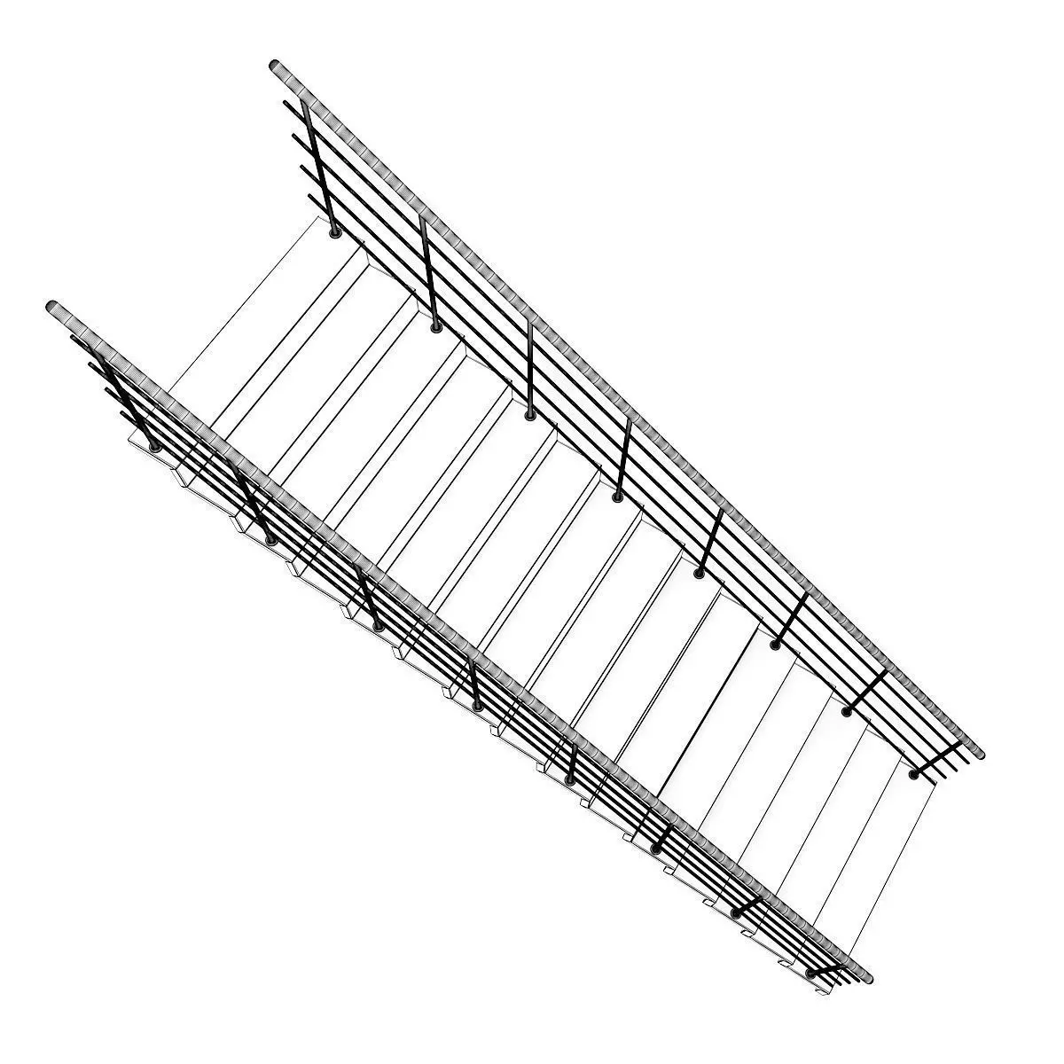 Wooden Stairs 12 3D model_5