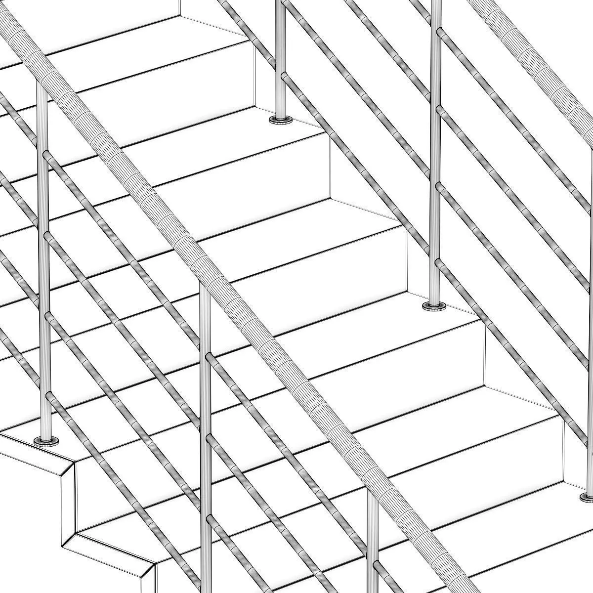 Wooden Stairs 12 3D model_3
