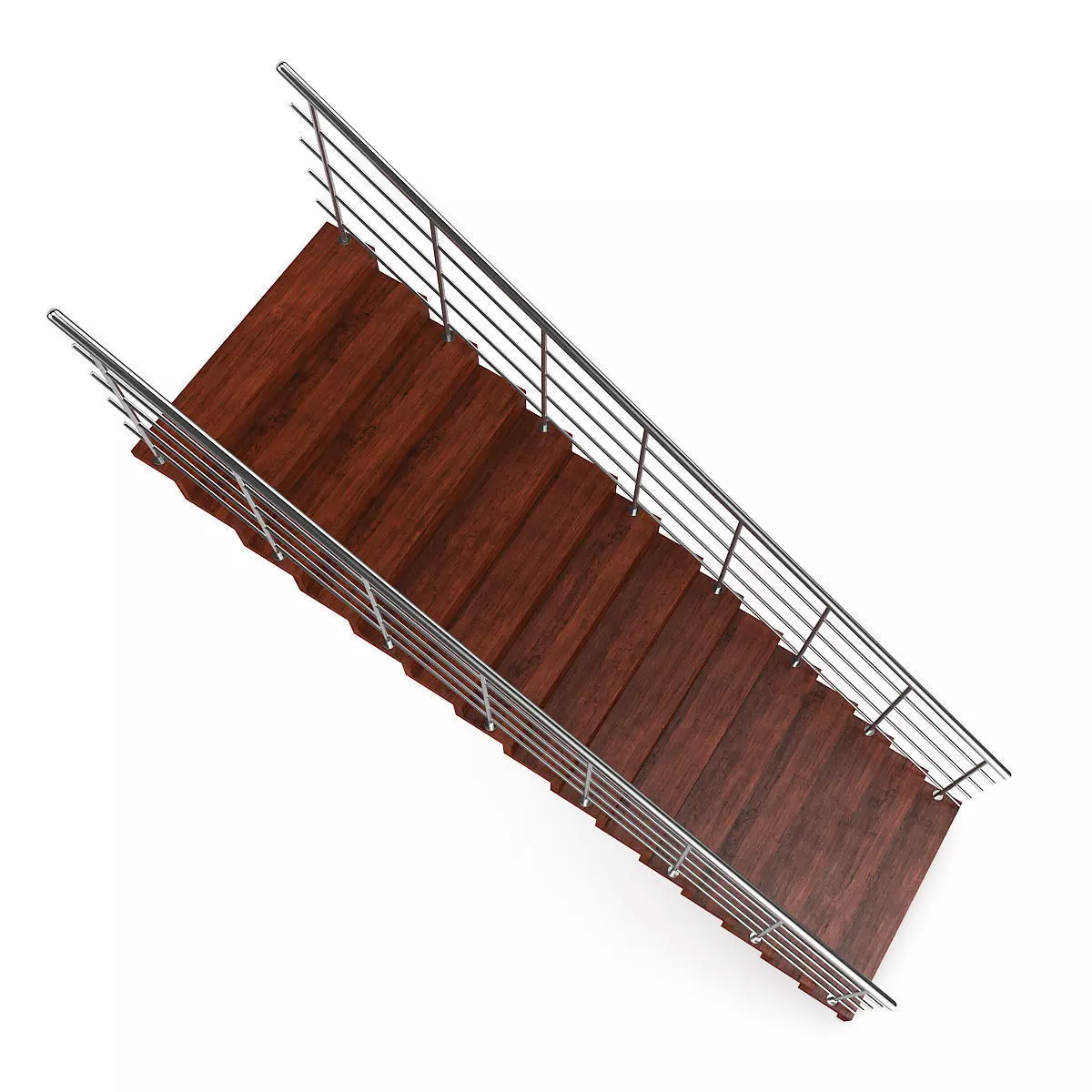 Wooden Stairs 12 3D model_4