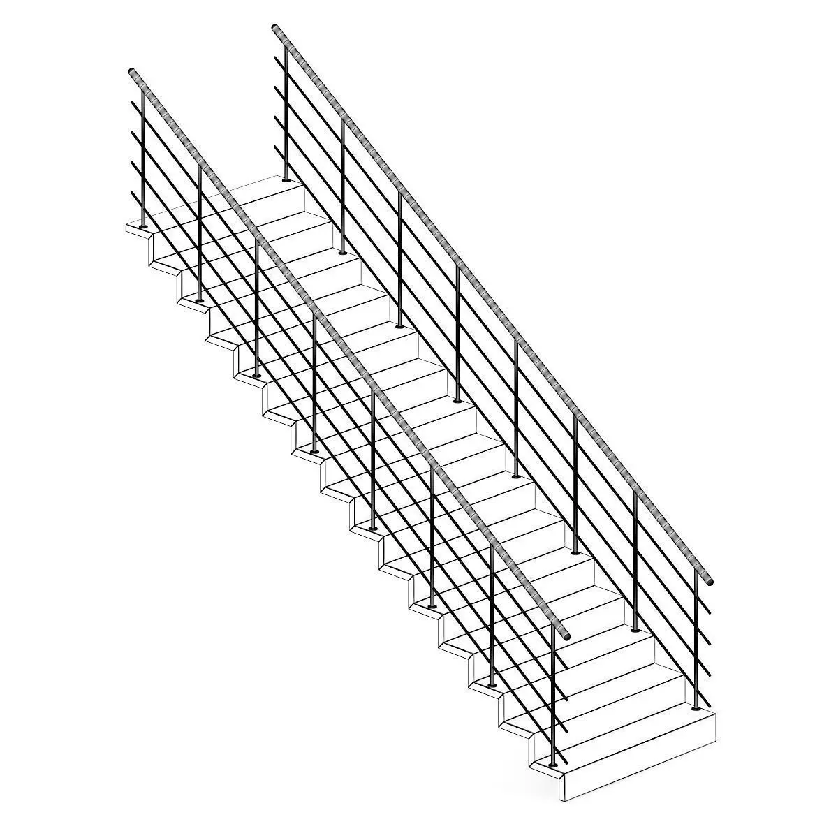 Wooden Stairs 12 3D model_1
