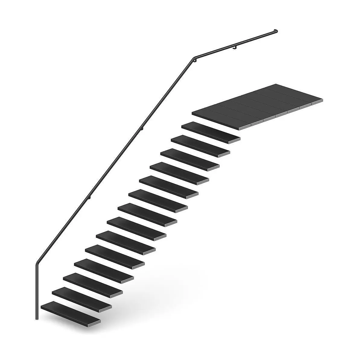 Black Metal Stairs 2 3D model