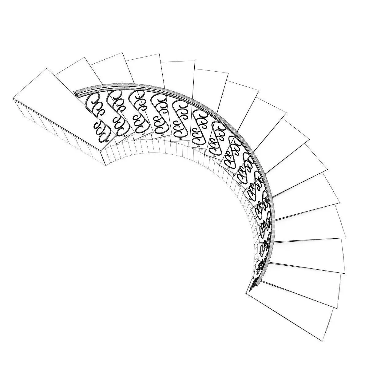 Wooden Spiral Stairs 7 3D model_5