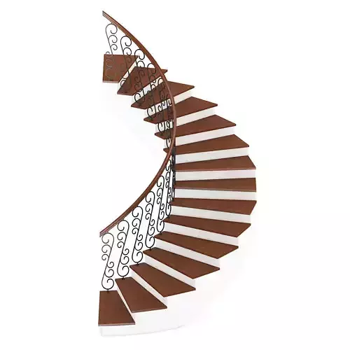 Wooden Spiral Stairs 7 3D model
