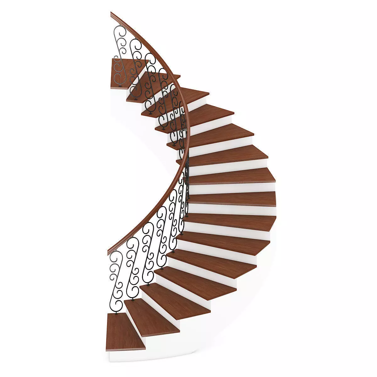 Wooden Spiral Stairs 7 3D model_0
