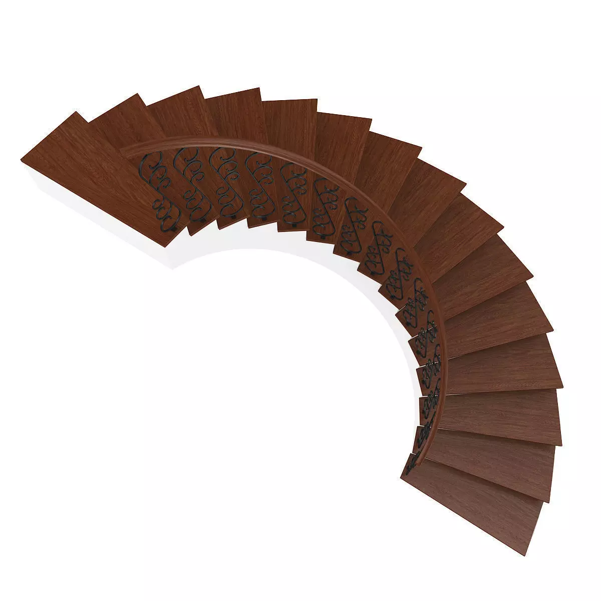 Wooden Spiral Stairs 7 3D model_4