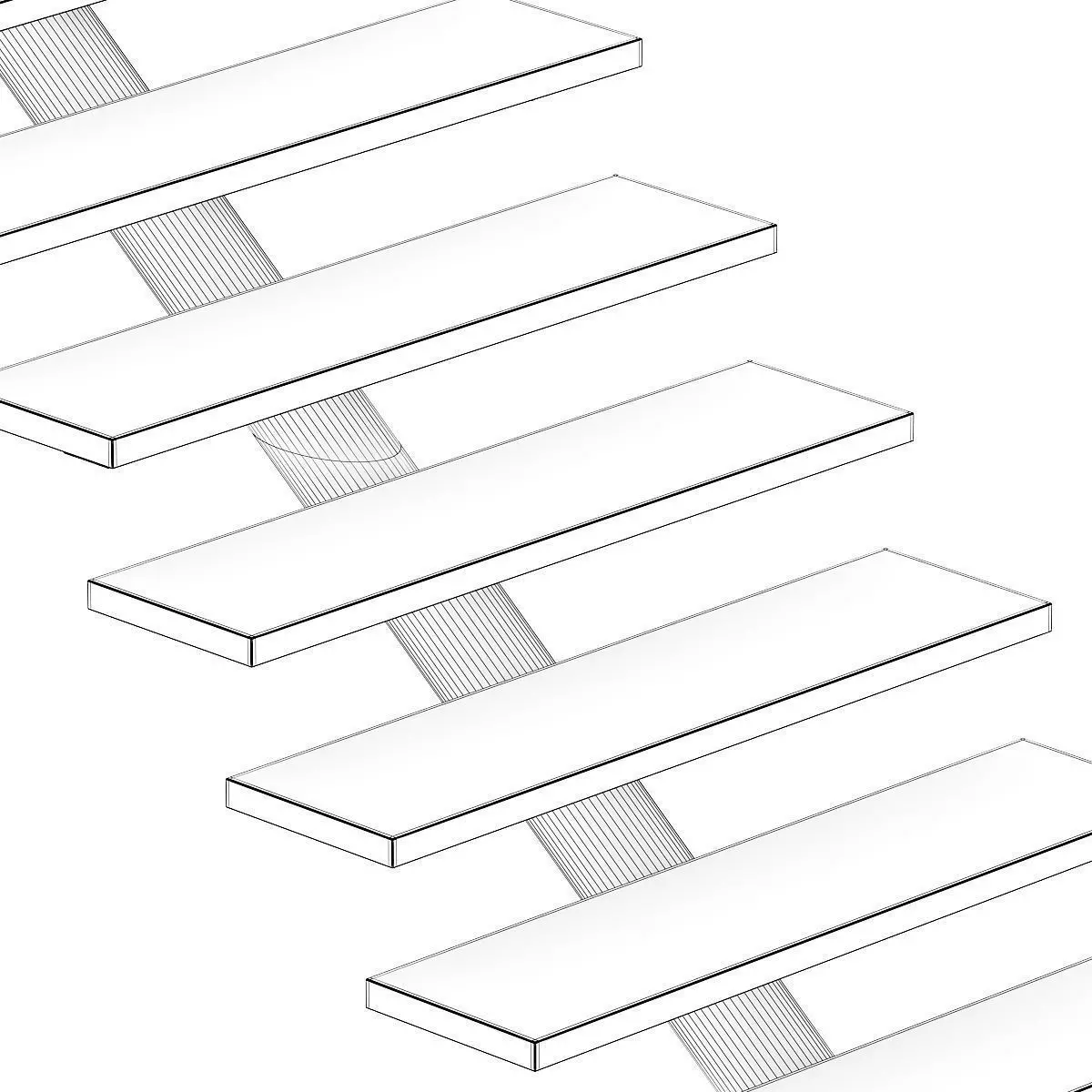 Wooden Stairs 11 3D model_3