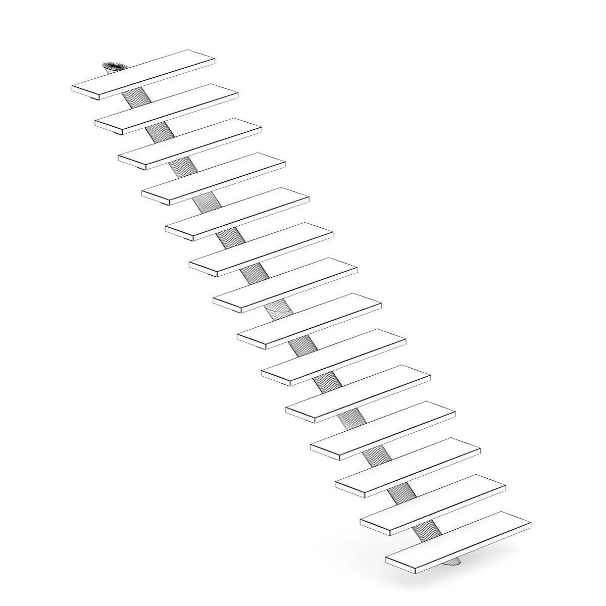 Wooden Stairs 11 3D model_1