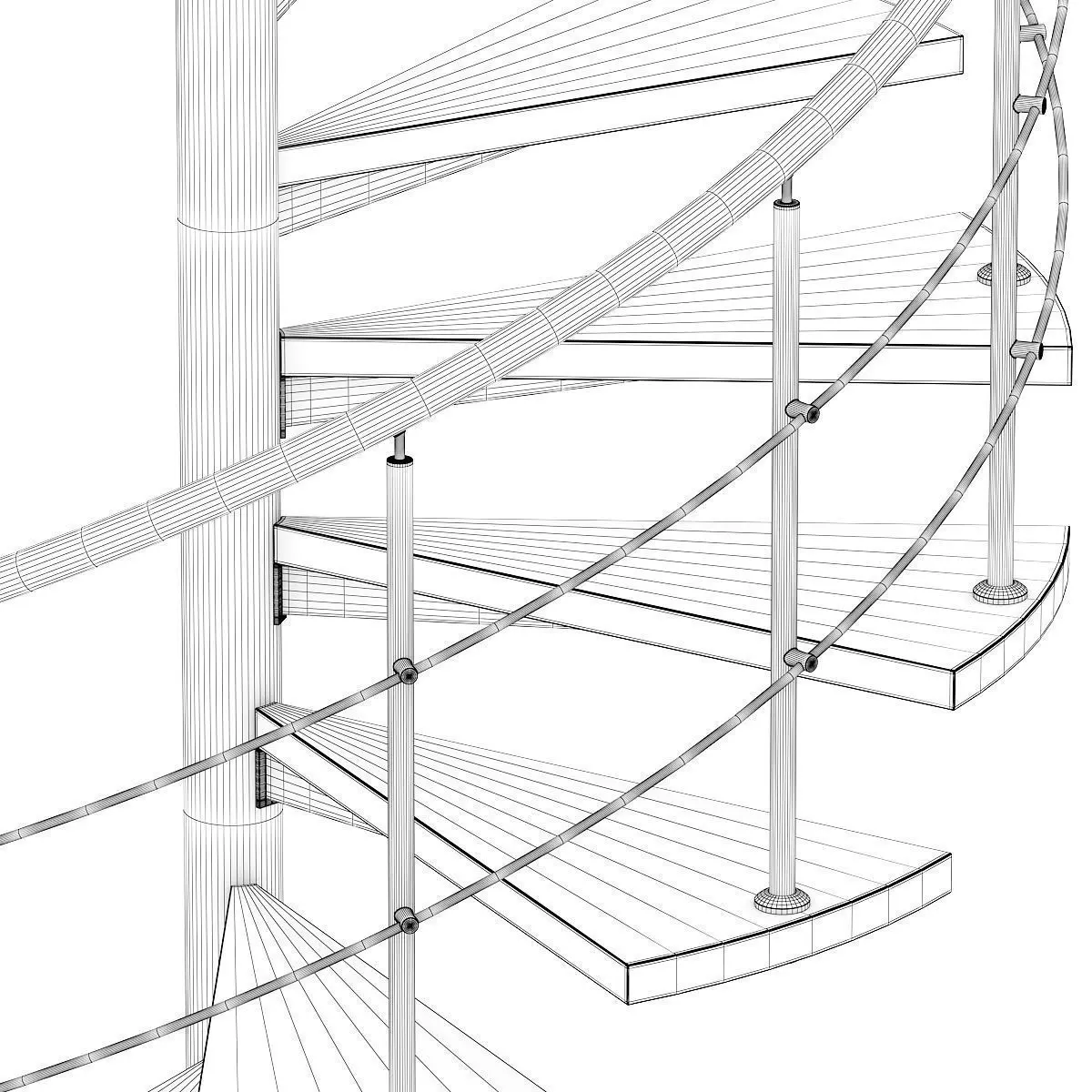Wooden Spiral Stairs 3 3D model_3