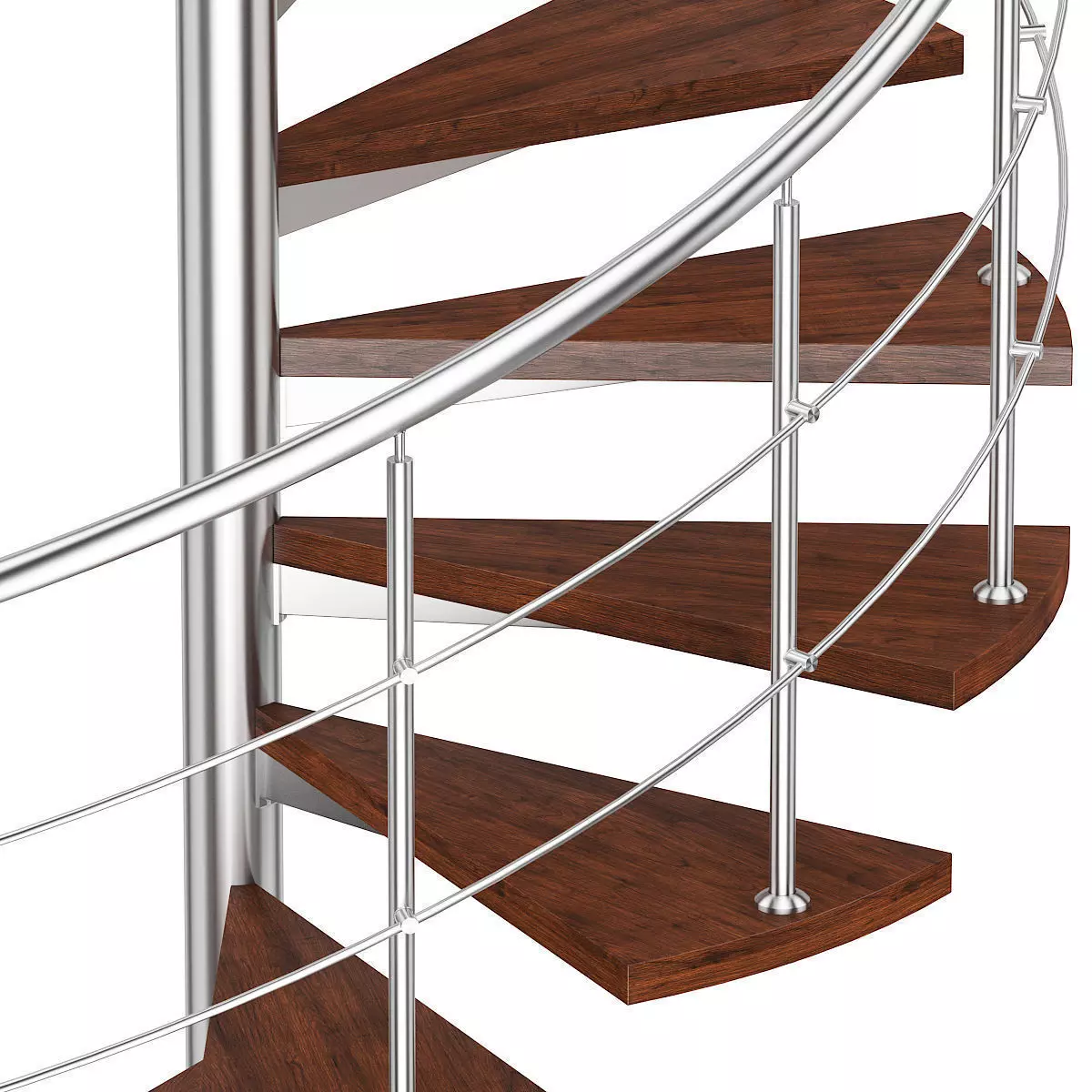 Wooden Spiral Stairs 3 3D model_2