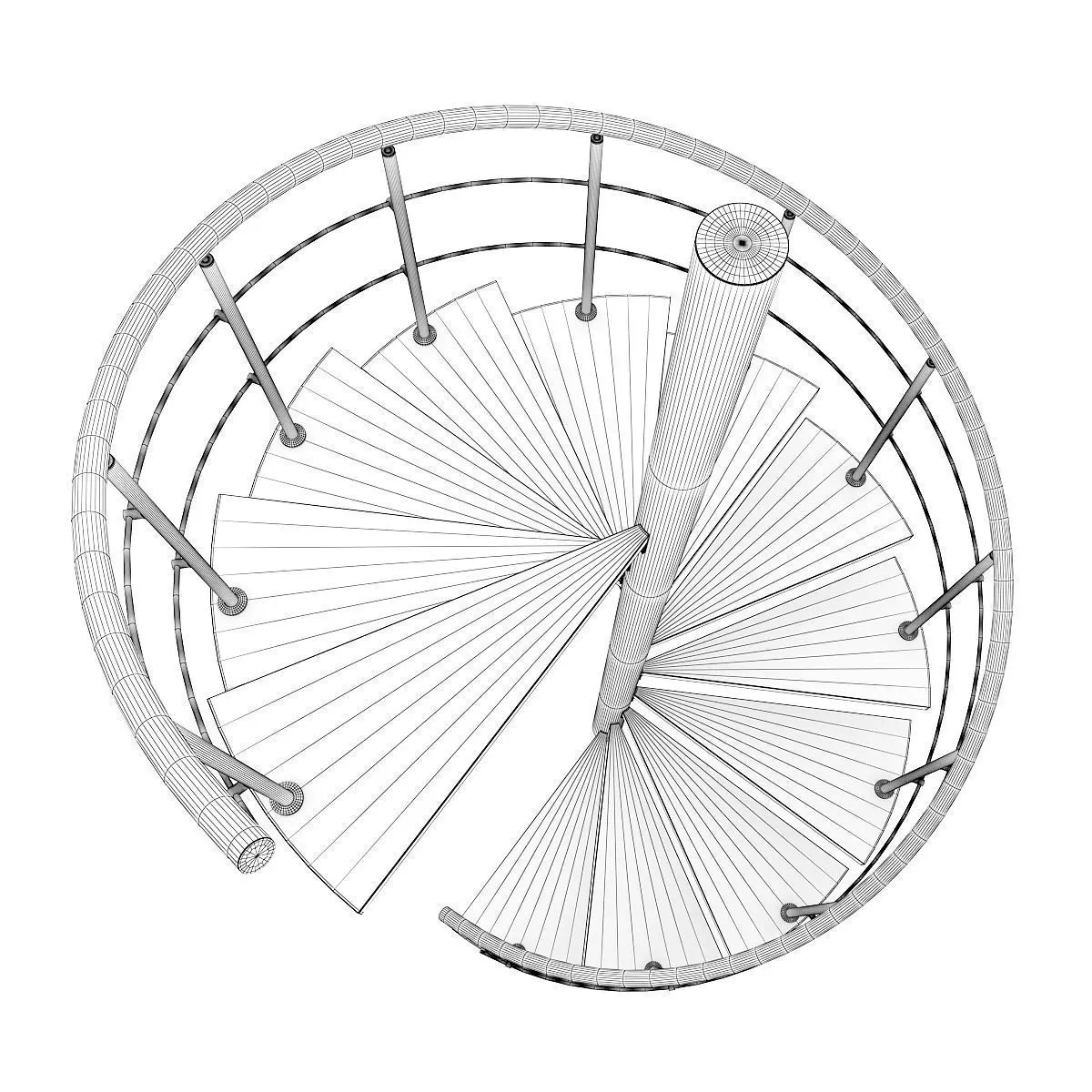 Wooden Spiral Stairs 3 3D model_5