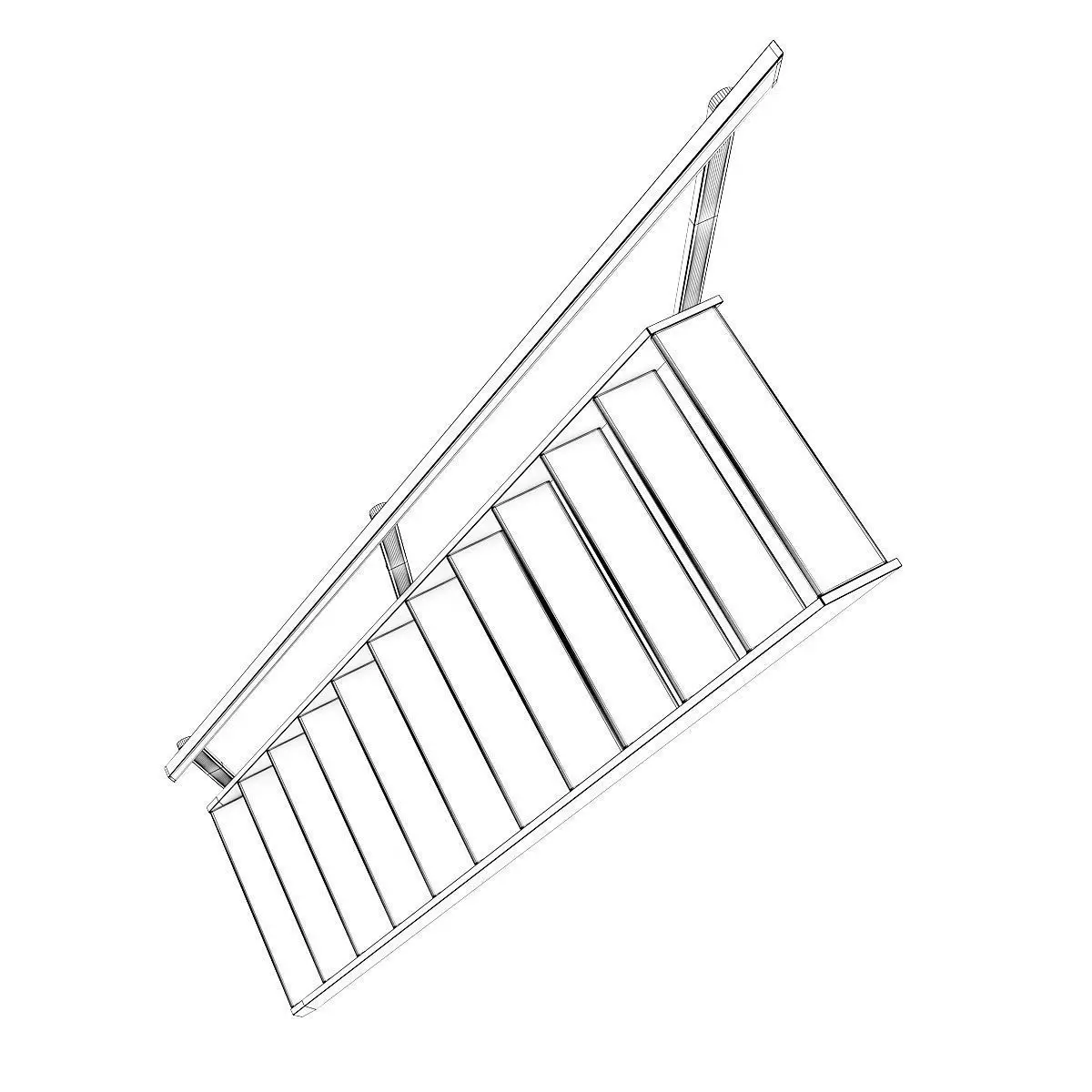 Wooden Stairs 6 3D model_5