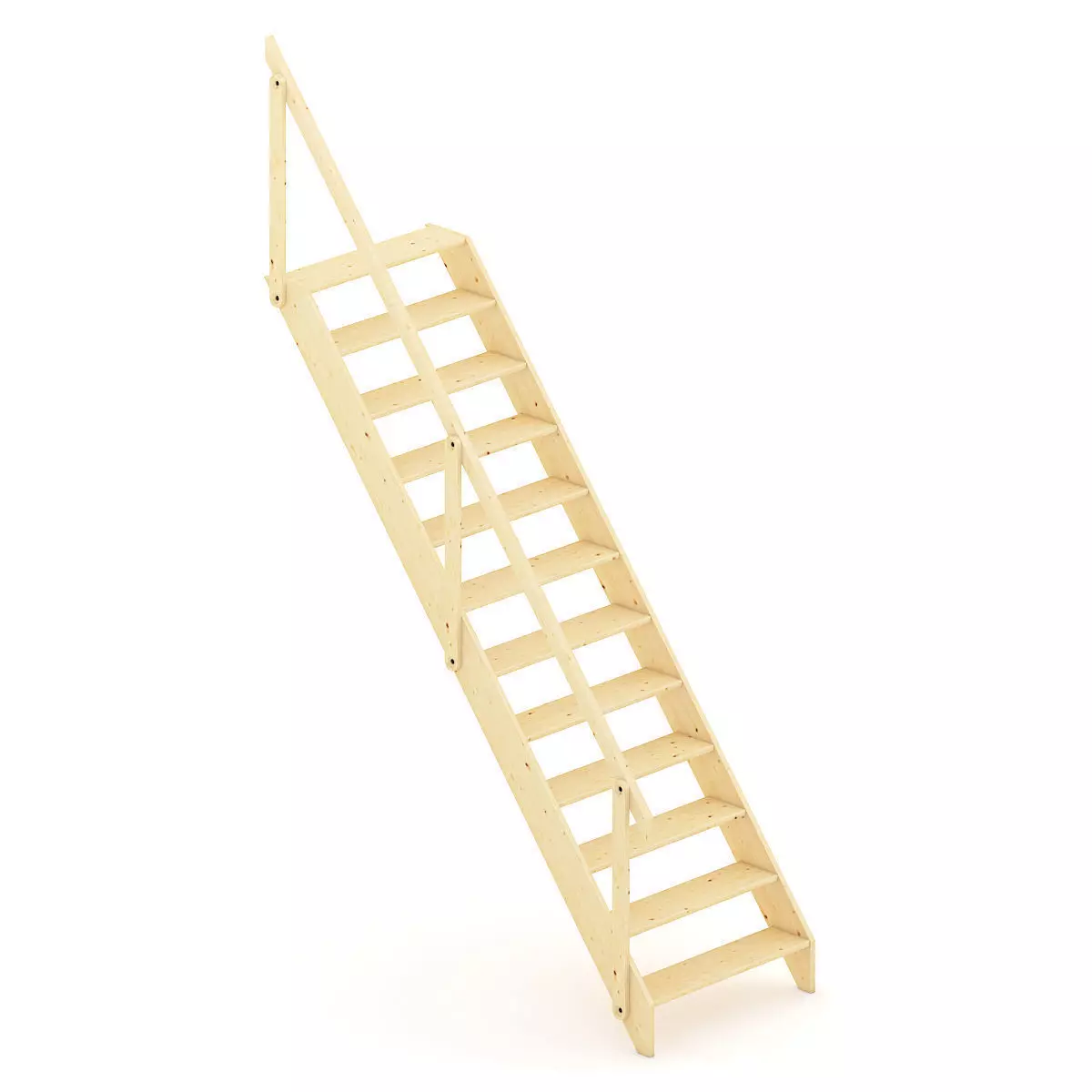 Wooden Stairs 6 3D model_0