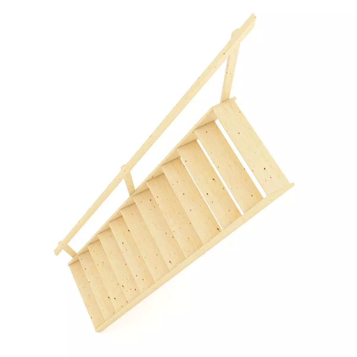 Wooden Stairs 6 3D model_4