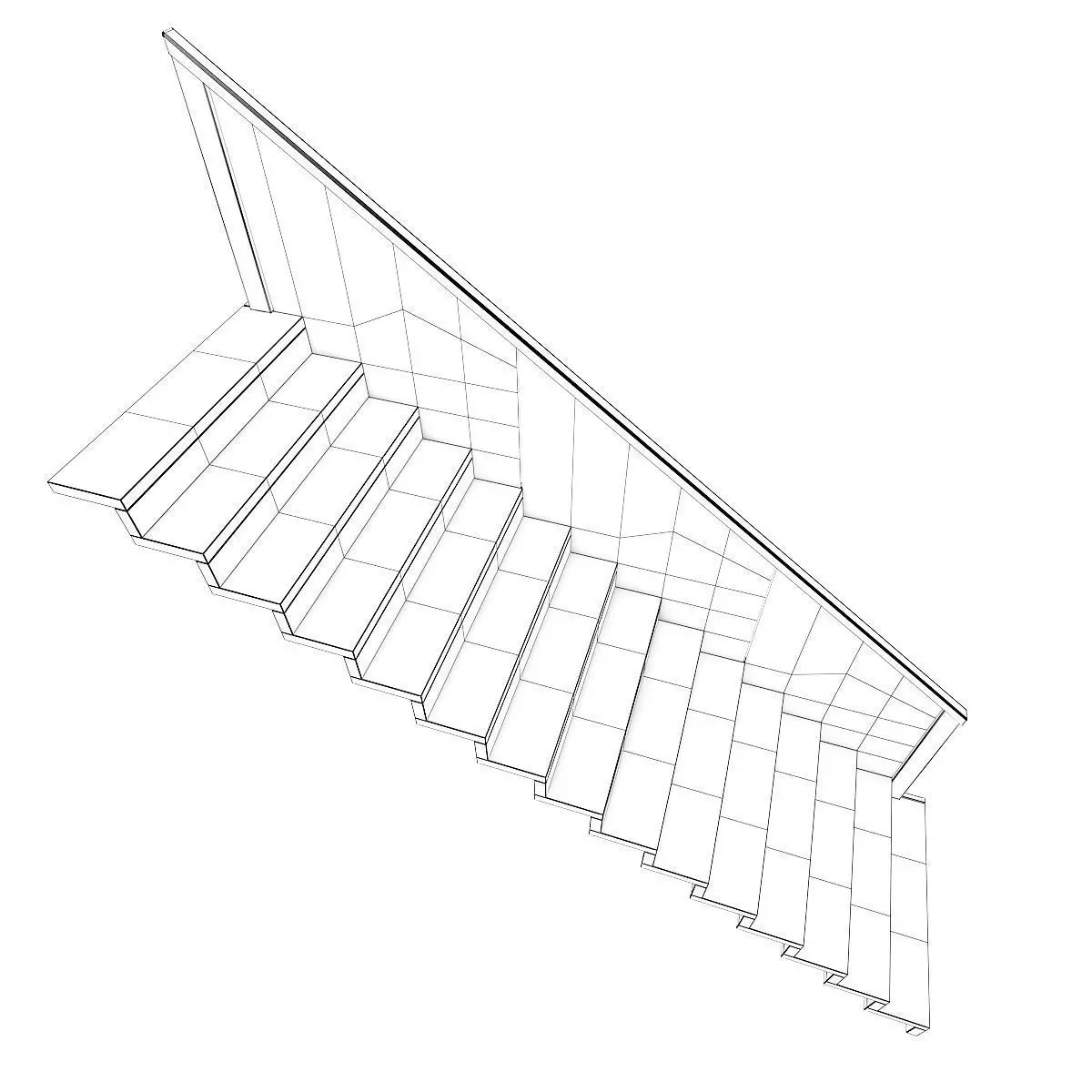 Wooden Stairs 5 3D model_7