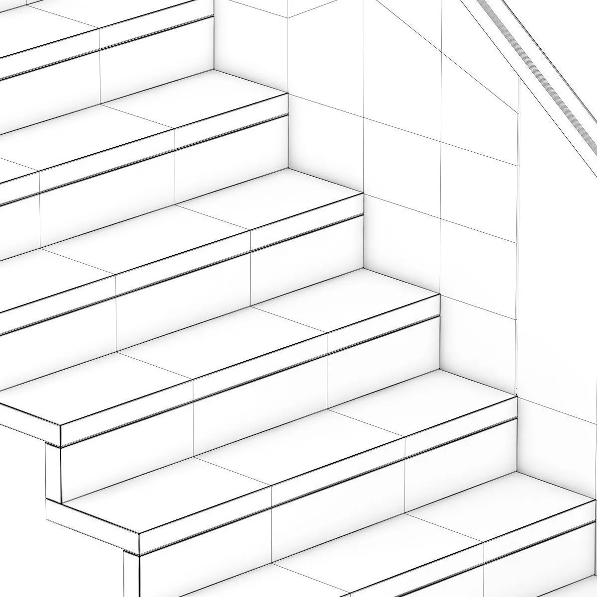 Wooden Stairs 5 3D model_3