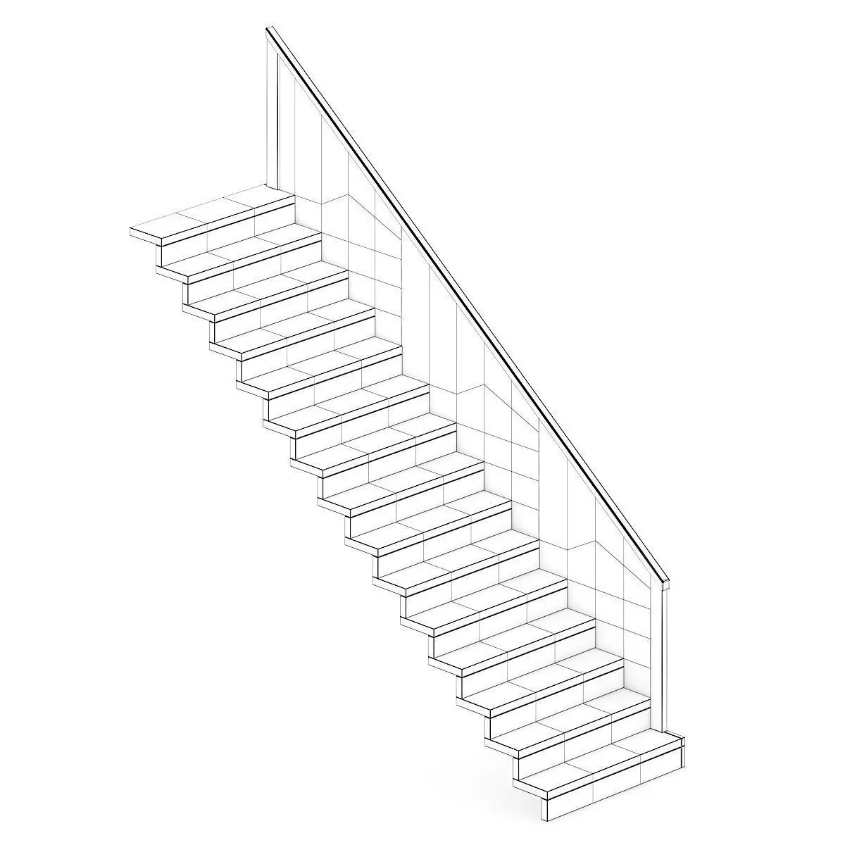 Wooden Stairs 5 3D model_1