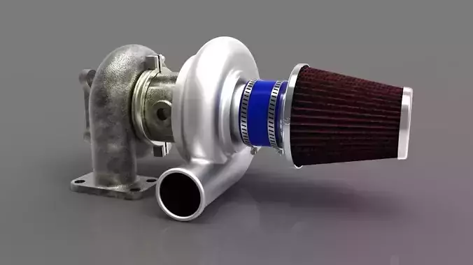 Turbocharger with air filter 3D model