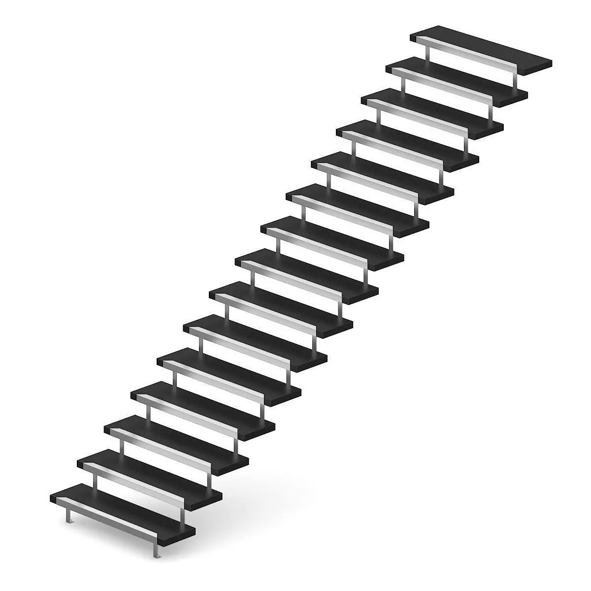 Black Metal Stairs 1 3D model_0