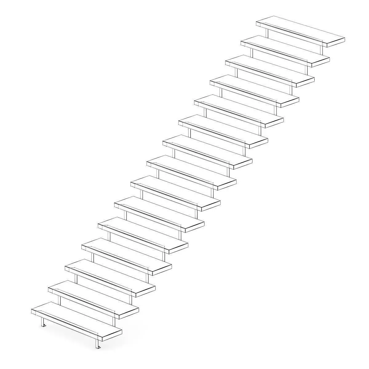 Black Metal Stairs 1 3D model_1