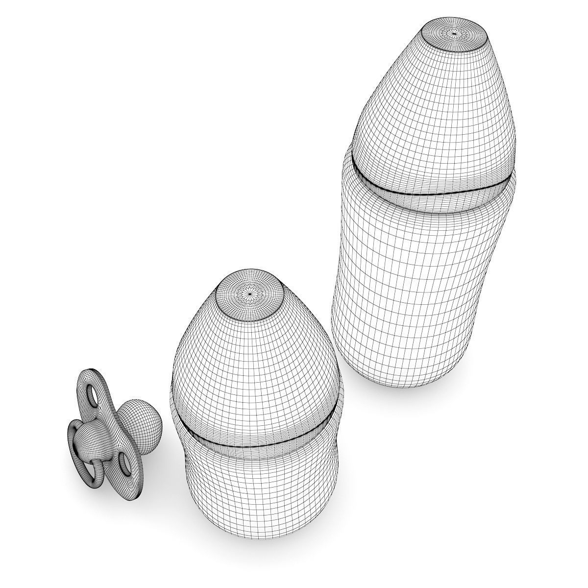 Milk Bottles and Soother 3D model_3