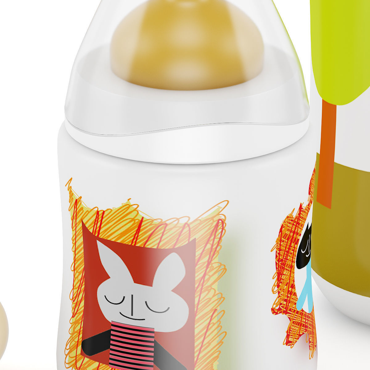 Milk Bottles and Soother 3D model_4